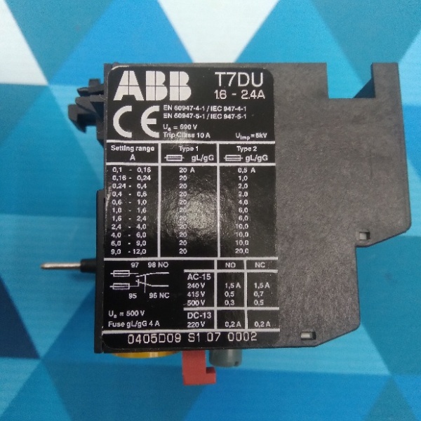 ABB Тепловое реле T7 DU 2.4 (1,6 ...2,4 A)  для контакторов типа B6, B7 (1SAZ111301R0007)