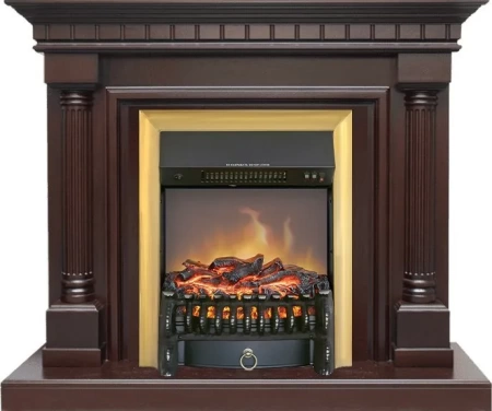 Каминокомплект Dallas - Темный дуб с очагом Fobos FX M Brass (Royal Flame)