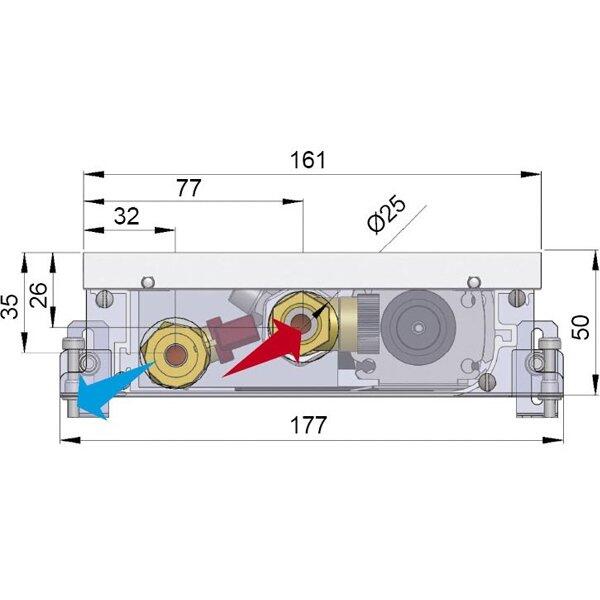 Внутрипольный конвектор длиной 1,1 м - 1,5 м Minib COIL-T50 1250