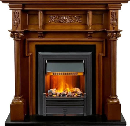 Каминокомплект Oxford - Орех с очагом Brookline Black (Dimplex)