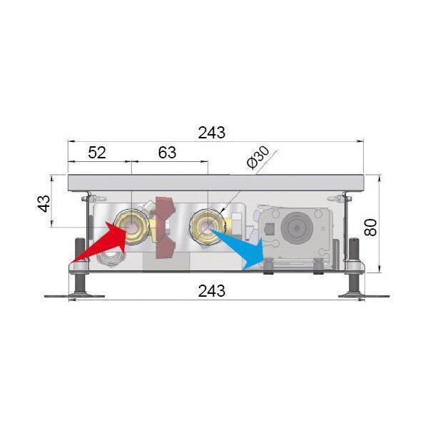 Внутрипольный конвектор длиной 30 см - 1 м Minib COIL-T80 900