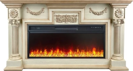 Каминокомплект London - Слоновая кость с патиной (Ширина 1490 мм)  с очагом Vision 42 LED (Royal Flame)