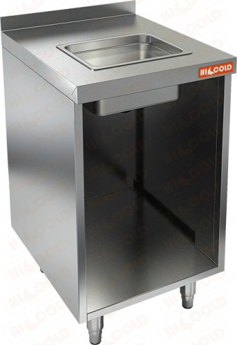 Стол закрытый с трех сторон с мойкой, с бортом  HICOLD  НБМСЗОМ-4/5Б