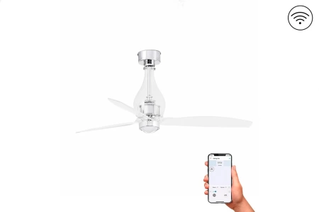 Люстра-вентилятор Faro Mini Eterfan Led Transporent DC Smart 33382WP-9