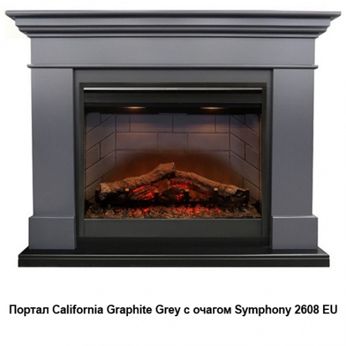 Электрокамин (очаг+портал) Royal Flame California Graphite grey с очагом Symphony 2608 EU/ 2624-L