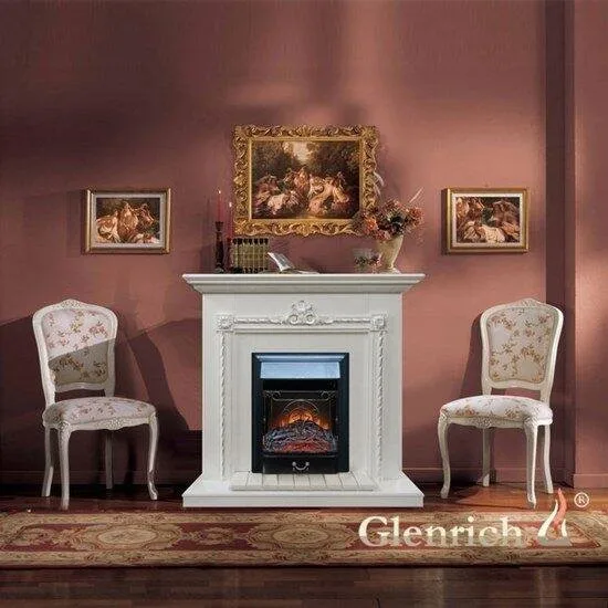 Электрокамин (очаг+портал) Glenrich Шервуд (Magestic black) Белый