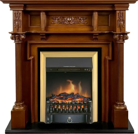 Каминокомплект Oxford - Орех с очагом Fobos FX Brass (Royal Flame)