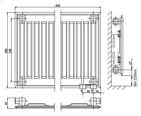 Стальной панельный радиатор Тип 10 Kermi FTV(FKV) 10 300x3000