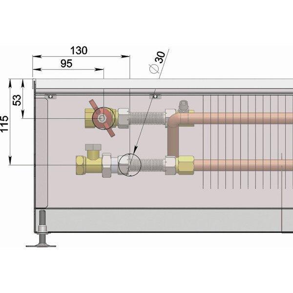 Внутрипольный конвектор длиной 30 см - 1 м Minib COIL-PMW205 900