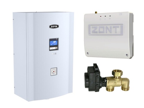 Миникотельная-SET ZOTA MK-S Plus 9 кВт (котел + клапан ГВС ZOTA BPV + ZONT SMART 2.0 с OpenTherm)