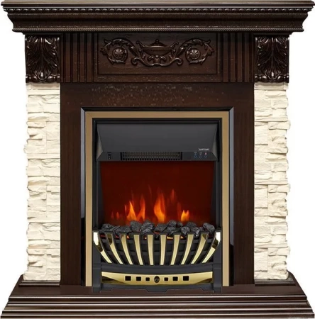 Каминокомплект Luxemburg (каменный) - Сланец/Темный дуб с очагом Aspen Gold (Royal Flame)
