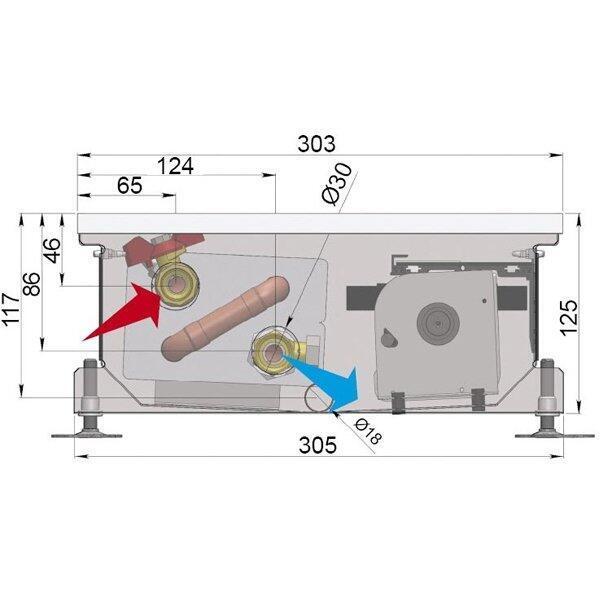 Внутрипольный конвектор длиной 2,1 м - 3 м Minib COIL-MO 3000