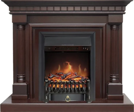 Каминокомплект Dallas - Темный дуб с очагом Fobos FX Black (Royal Flame)