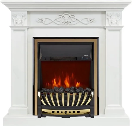 Каминокомплект Verona - Белый дуб с очагом Aspen Gold (Royal Flame)
