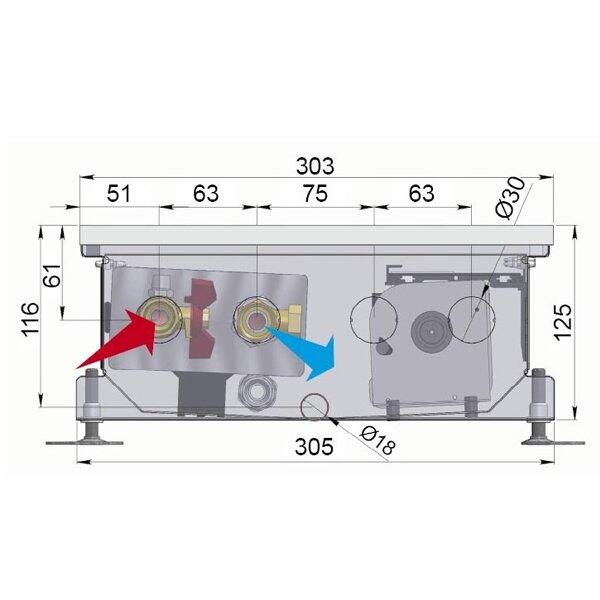 Внутрипольный конвектор длиной 30 см - 1 м Minib COIL-KO 1000