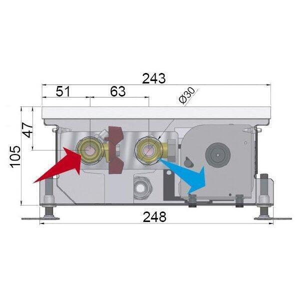 Внутрипольный конвектор длиной 30 см - 1 м Minib COIL-KT3 105 1000