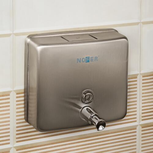 Дозатор жидкого мыла Nofer INOX матовый квадратный 1200 мл