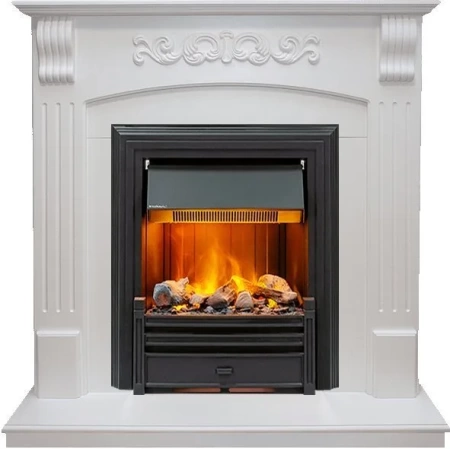 Каминокомплект Sorrento угловой - Белый дуб с очагом Brookline Black (Dimplex)