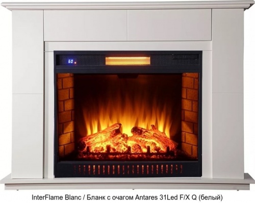 Деревянный камин (портал+очаг) InterFlame Blanc / Бланк с очагом Antares 31Led F/X Q