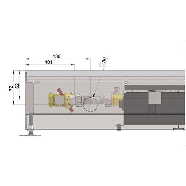 Внутрипольный конвектор длиной 2,1 м - 3 м Minib COIL-KT 2750