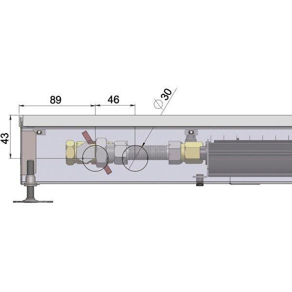 Внутрипольный конвектор длиной 1,6 м - 2 м Minib COIL-T80 2000