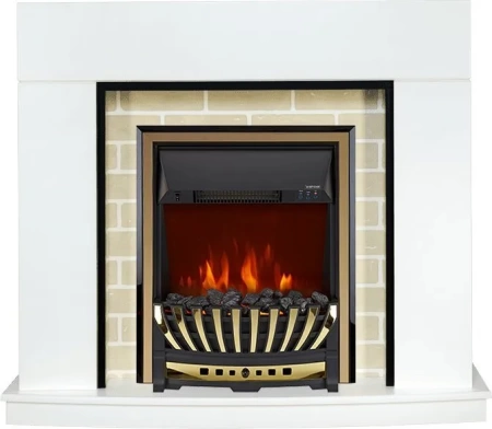 Каминокомплект Montana - Белый с очагом Aspen Gold (Royal Flame)
