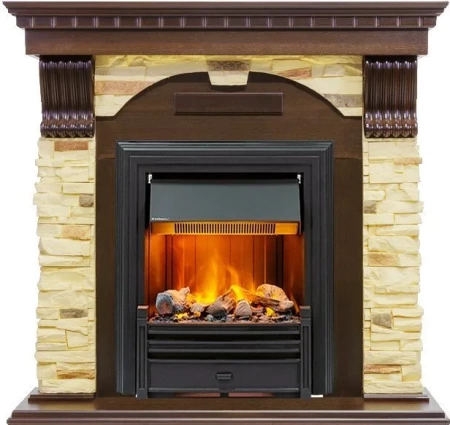 Каминокомплект Dublin - Темный дуб / Сланец с очагом Brookline Black (Dimplex)