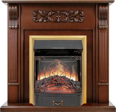 Каминокомплект Venice - Махагон коричневый антик с очагом Majestic FX Brass (Royal Flame)