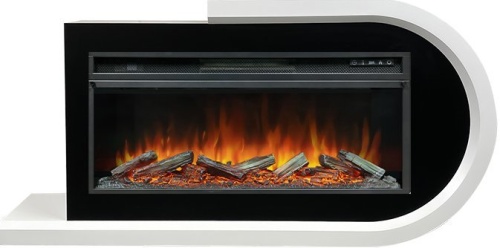 Каминокомплект Basel R - Белый с черным с очагом Vision 42 LOG LED