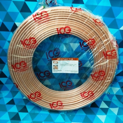 Труба медная в бухтах 1/4" (6,35 х 0,76 мм.) ASTM (B280/B68/EN12735-1) 50м. ГОСТ