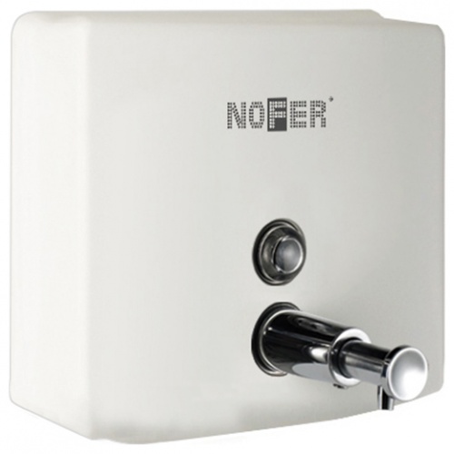 Дозатор жидкого мыла Nofer INOX белый квадратный 1200 мл