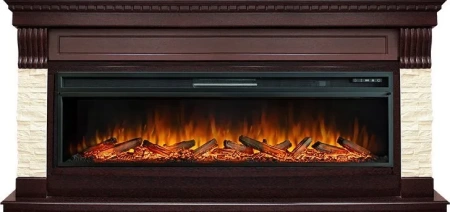Каминокомплект Denver - Темный дуб / Бежевый с очагом Vision 60 LOG LED (Royal Flame)
