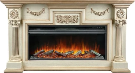 Каминокомплект London - Слоновая кость с патиной (Ширина 1490 мм)  с очагом Vision 42 LOG LED (Royal Flame)
