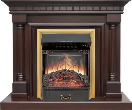 Каминокомплект Dallas - Темный дуб с очагом Majestic FX Brass (Royal Flame)