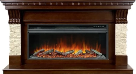 Каминокомплект Denver - Темный дуб / Бежевый (Ширина 1500 мм) с очагом Vision 42 LOG LED (Royal Flame)