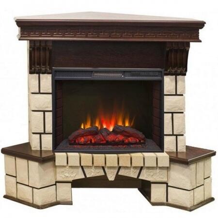 Электрокамин (очаг+портал) Real-Flame Stone Corner new 25 с очагом Sparta 25,5 LED