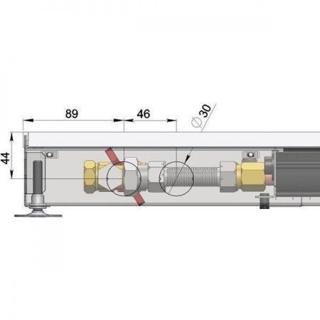 Внутрипольный конвектор длиной 30 см - 1 м Minib COIL-T60 900