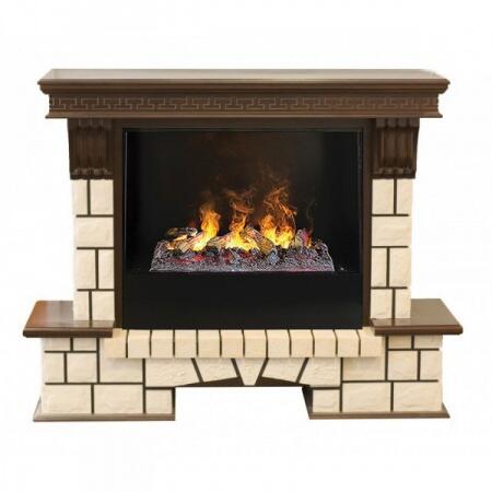 Электрокамин (очаг+портал) Real-Flame Stone new 26/HL AO (DN) с очагом 3D Cassette 630 (Black вставк