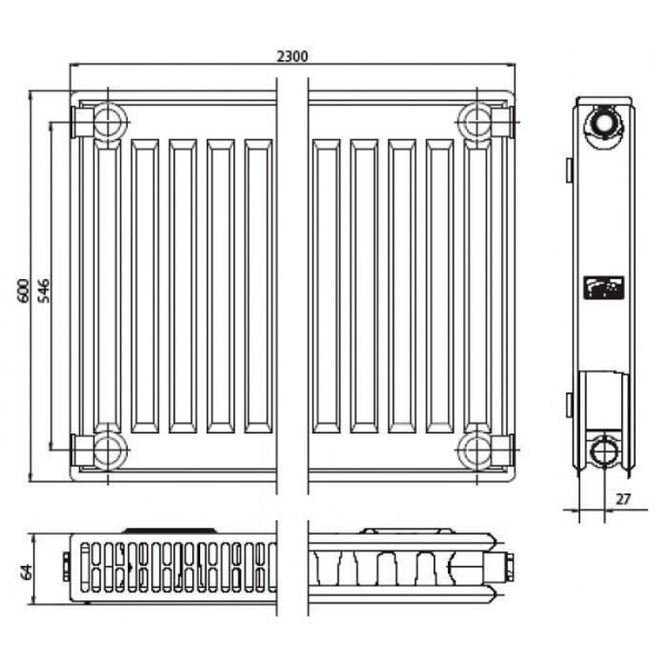 Стальной панельный радиатор Тип 21 Kermi FTV(FKV) 12 300x800