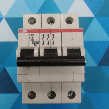 Автоматический выключатель ABB 3-полюсный S203 C6A  6кА (2CDS253001R0064)