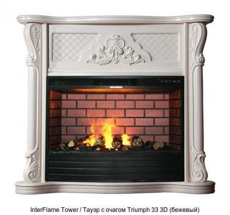 Деревянный камин (портал+очаг) InterFlame Tower / Тауэр с очагом Triumph 33 3D