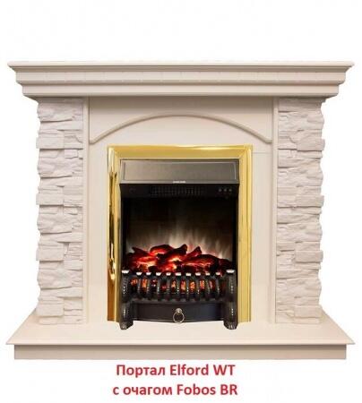 Очаг электрокамина Real-Flame Fobos Lux Brass
