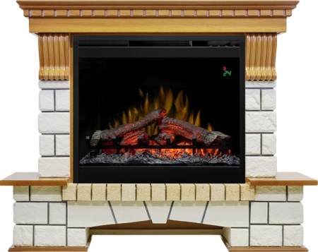 Каминокомплект Pierre Luxe - Дуб / Белый с очагом Symphony 26'' DF2624L-INT