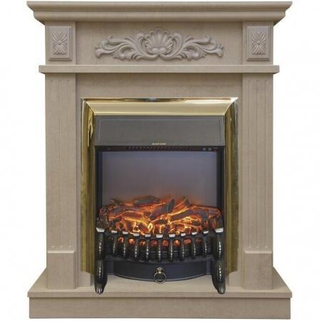 Электрический камин с обогревом Real-Flame Adelaida STD/EUG WT с очагом Fobos s Lux BL/BR, Majestic 