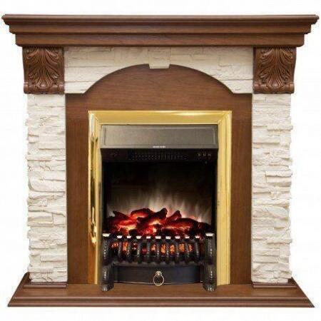 Современный камин для загородного дома Real-Flame Dublin LUX STD/EUG AO с очагом Fobos s Lux BL/BR, 