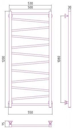Водяной полотенцесушитель лесенка Сунержа ДР СИРОККО 1200х500