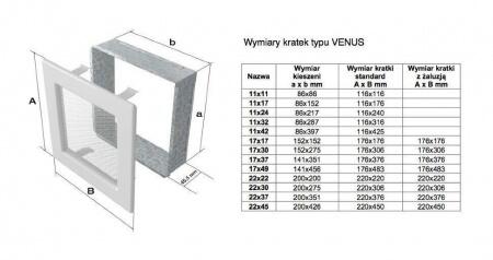 Вентиляционная решетка для камина Kratki 22x30 Venus бежевая 22/30VK