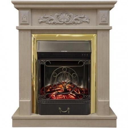 Электрический камин с обогревом Real-Flame Adelaida STD/EUG WT с очагом Fobos s Lux BL/BR, Majestic 