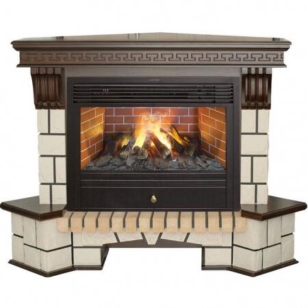 Электрокамин (очаг+портал) Real-Flame Stone Corner new 26/HL с очагом 3D Novara