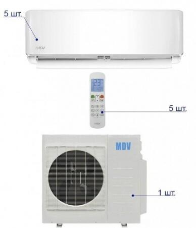 Мульти сплит система на 5 комнат Mdv MD5O-42HFN1/MDSAI-07HRFN1*5шт